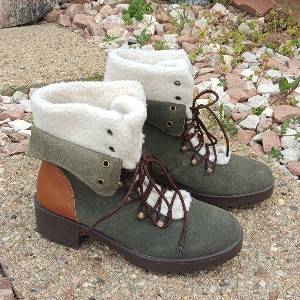 Skechers trail troop mid hiker lace up suede leather boots womens 7.5